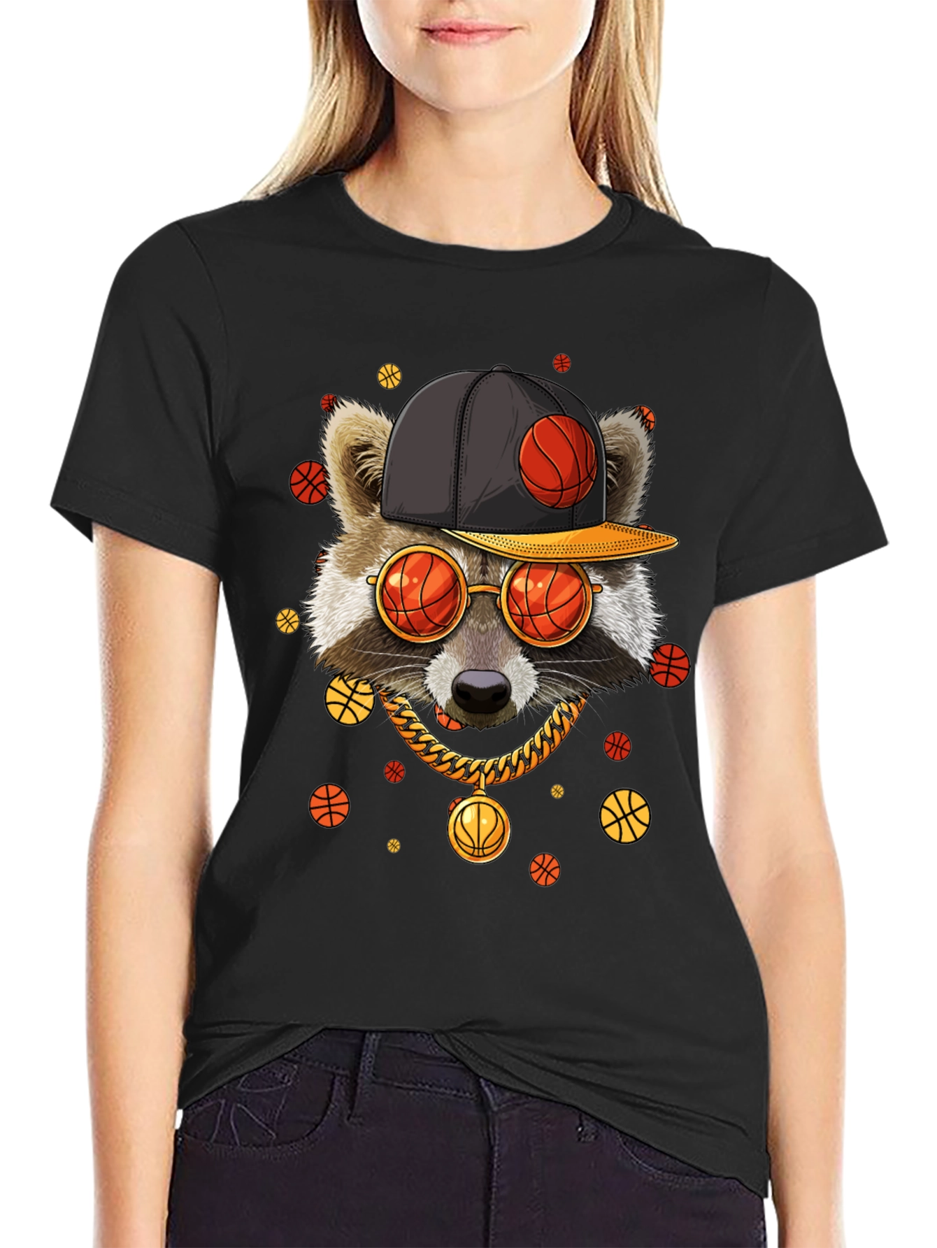 Cool Raccoon Basketball T-Shirt