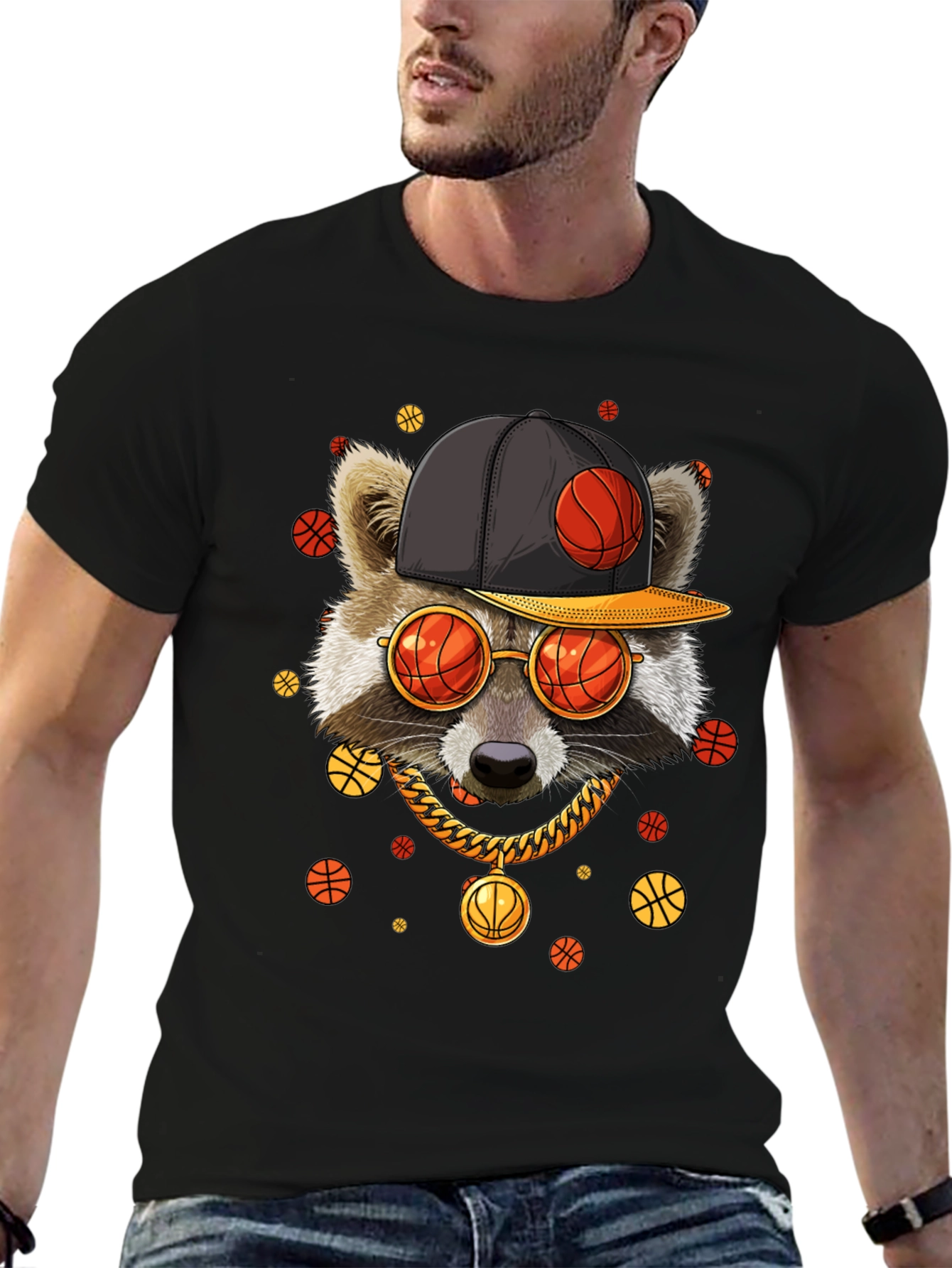 Cool Raccoon Basketball T-Shirt