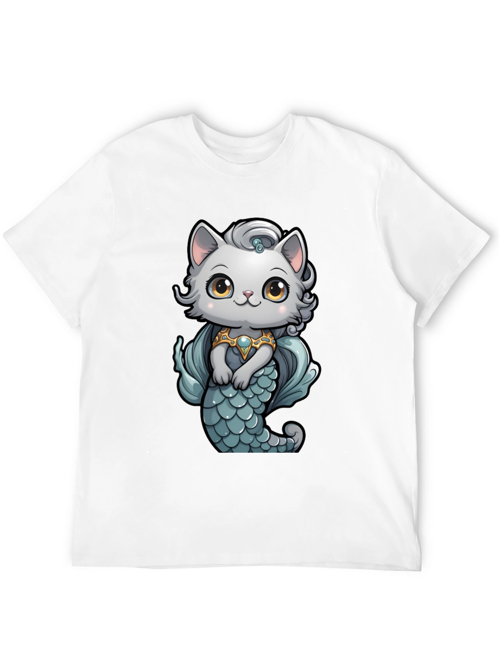 Mermaid Cat T-Shirt: Cartoon Style