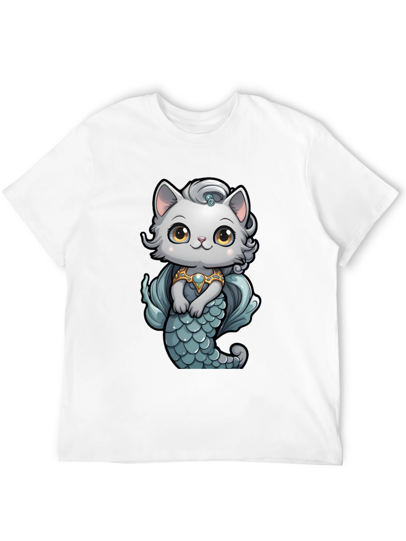 Mermaid Cat T-Shirt: Cartoon Style