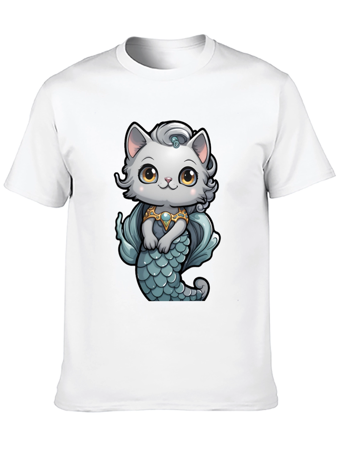 Mermaid Cat T-Shirt: Cartoon Style