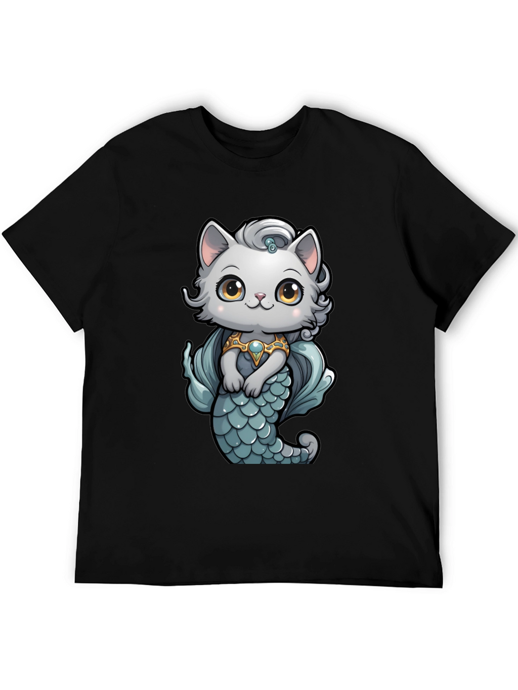 Mermaid Cat T-Shirt: Cartoon Style