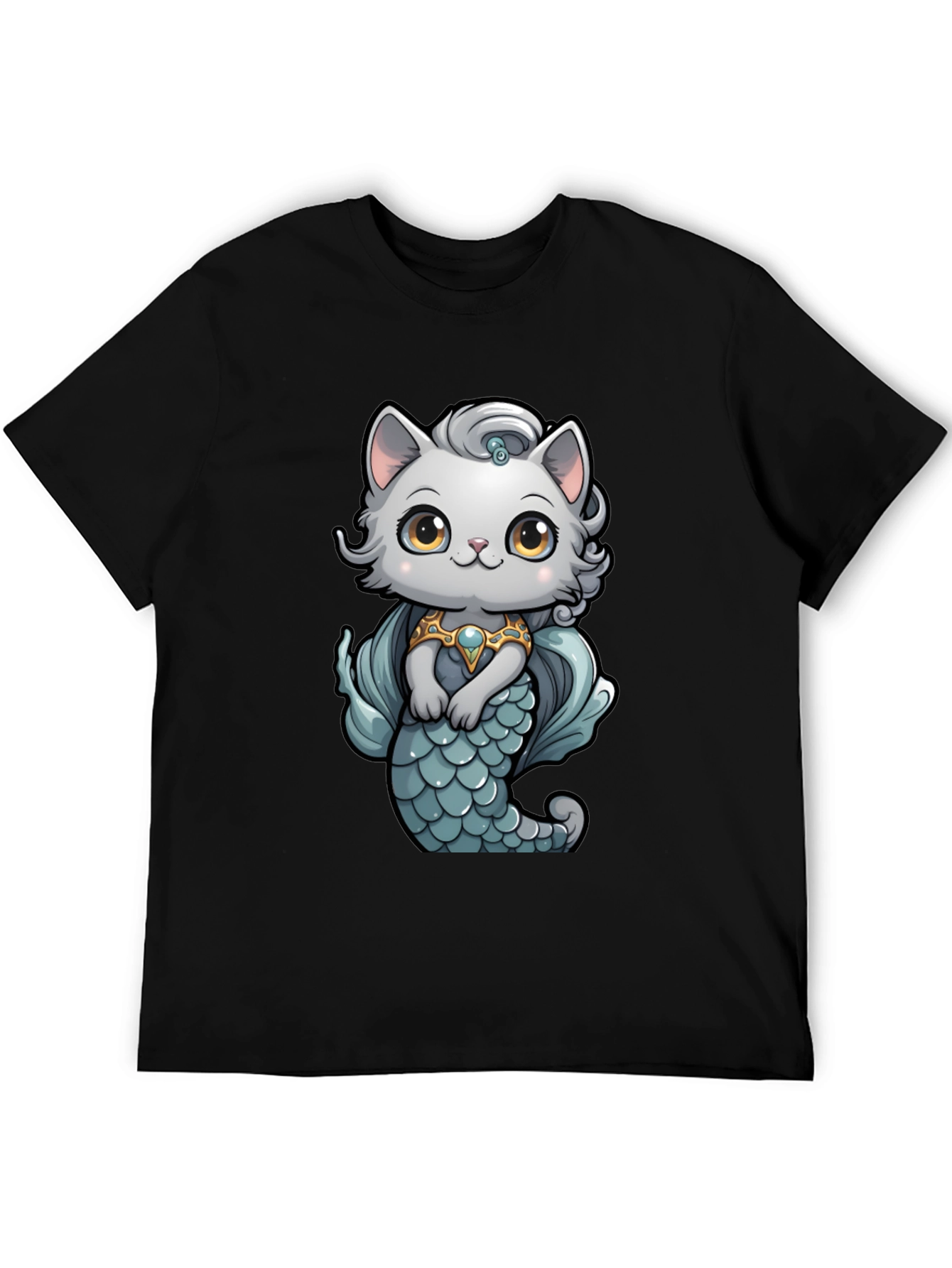 Mermaid Cat T-Shirt: Cartoon Style