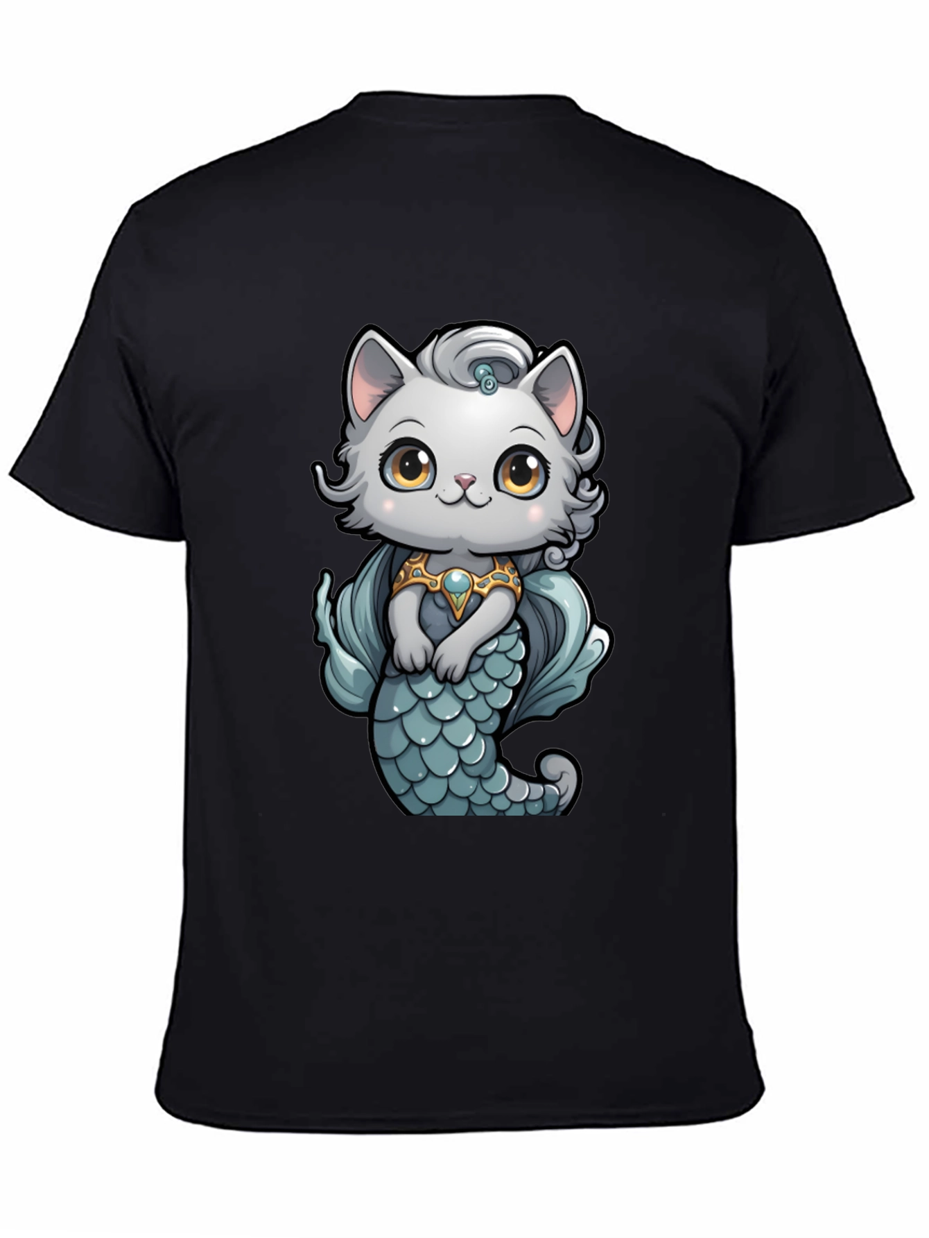 Mermaid Cat T-Shirt: Cartoon Style