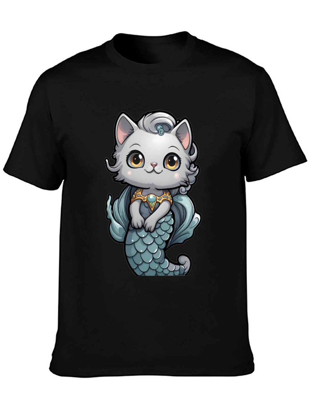 Mermaid Cat T-Shirt: Cartoon Style