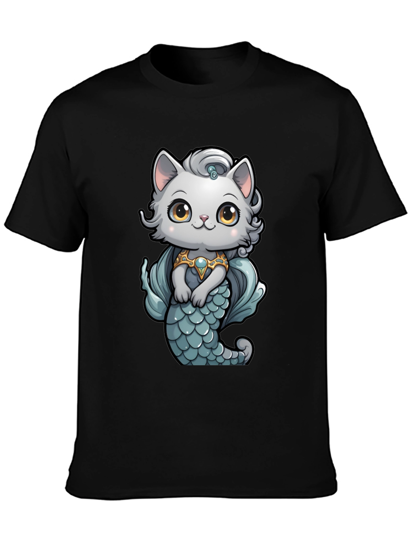 Mermaid Cat T-Shirt: Cartoon Style