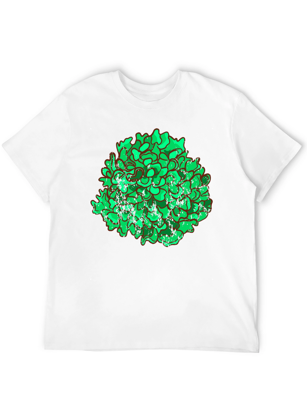 Unique Green Floral Graphic Print Black T-Shirt