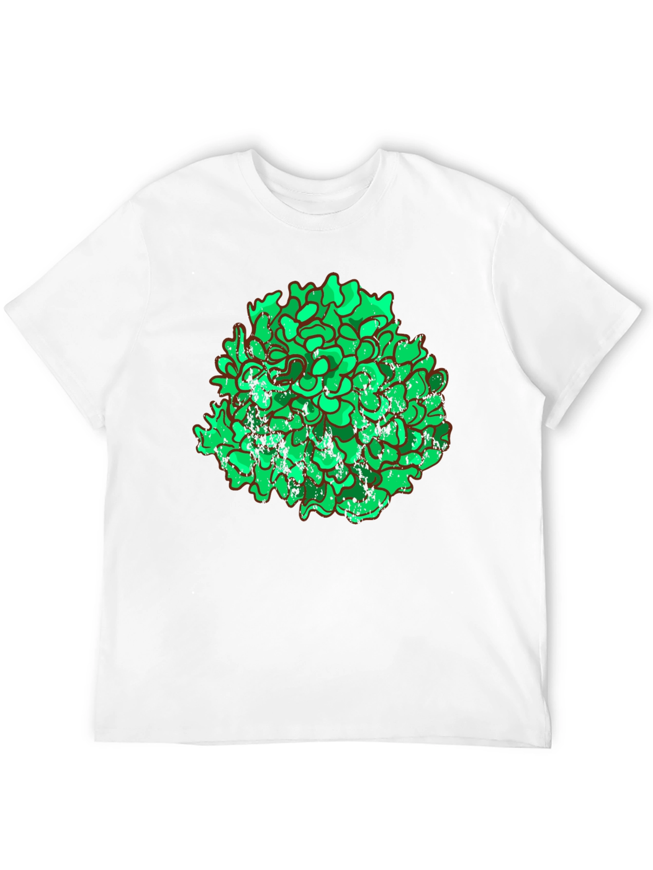 Unique Green Floral Graphic Print Black T-Shirt