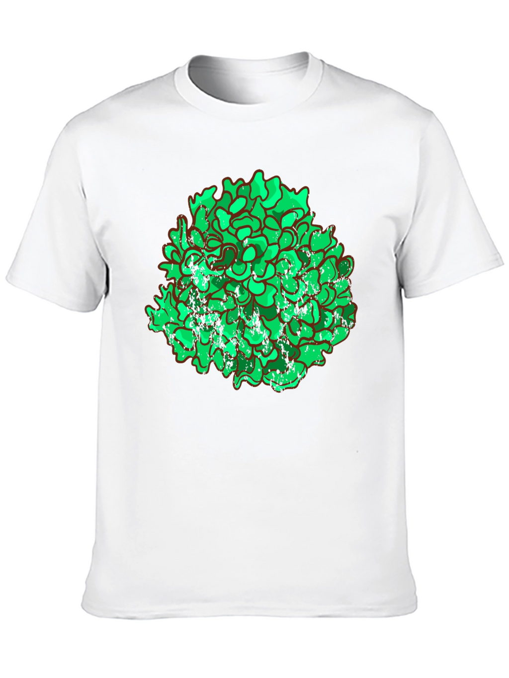 Unique Green Floral Graphic Print Black T-Shirt