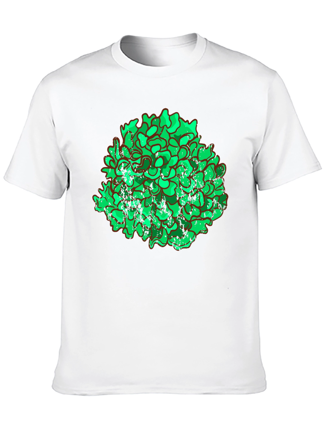 Unique Green Floral Graphic Print Black T-Shirt