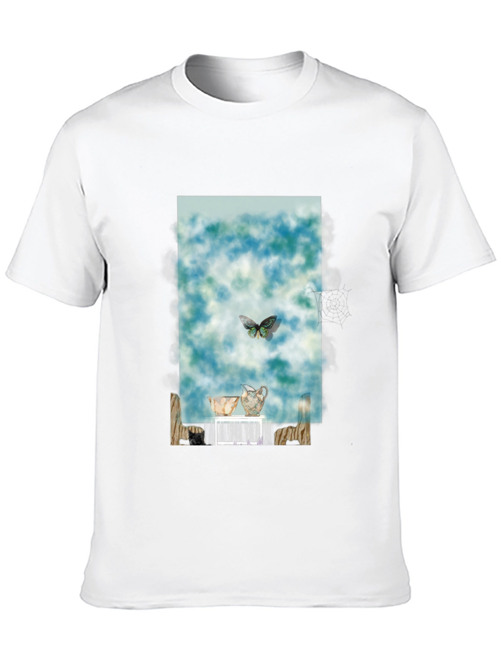 Artistic Butterfly & Pottery Design T-Shirt