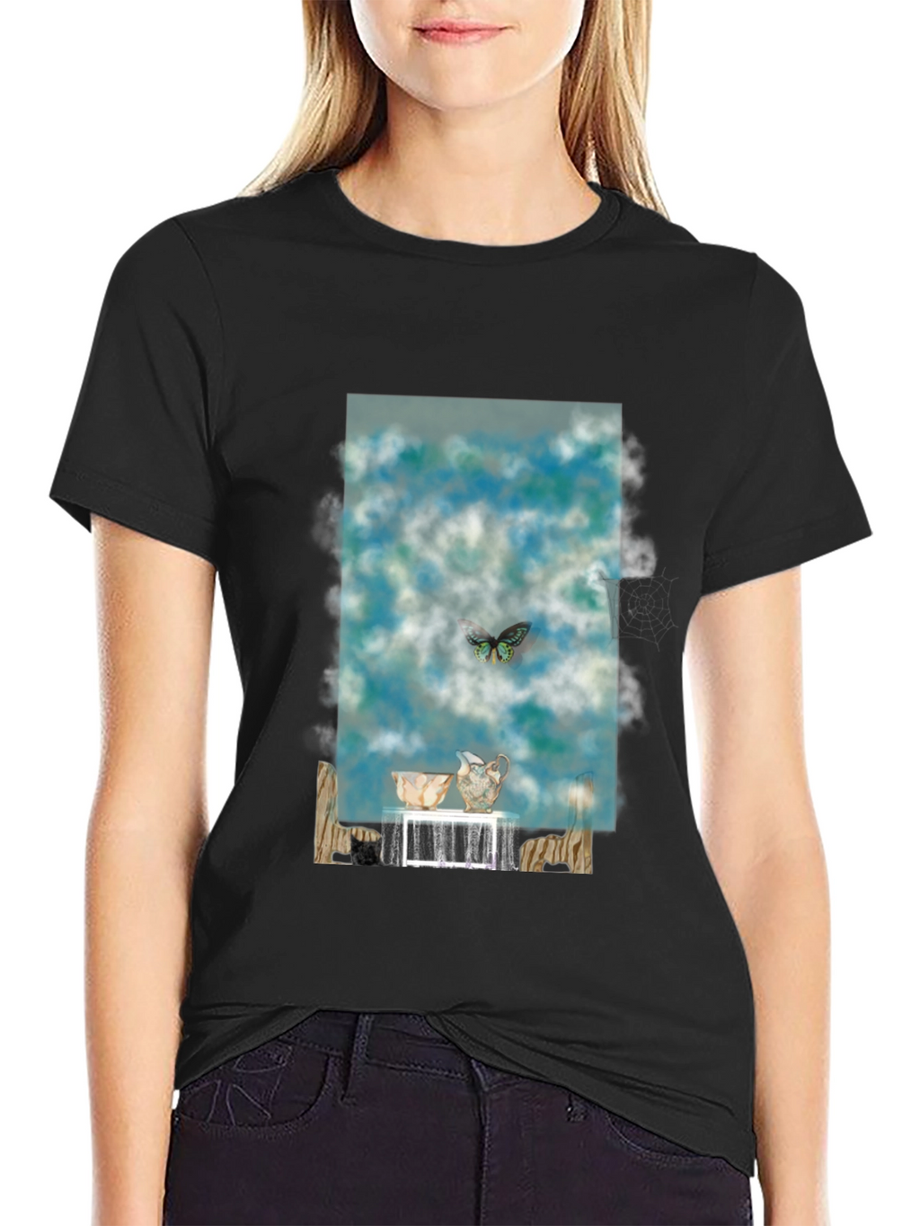 Artistic Butterfly & Pottery Design T-Shirt
