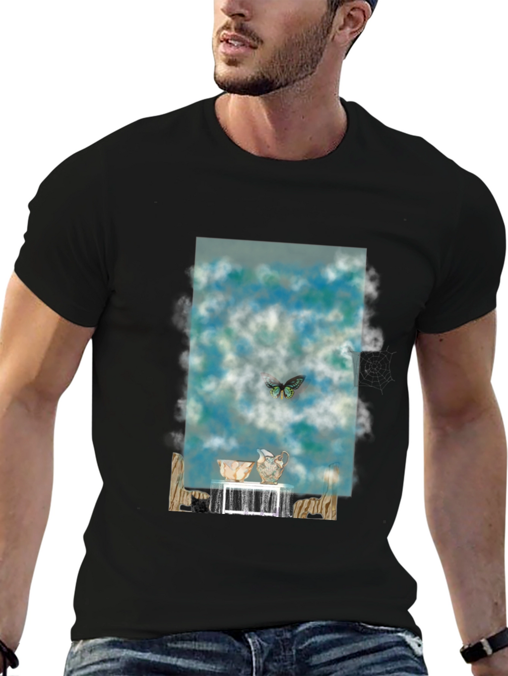 Artistic Butterfly & Pottery Design T-Shirt