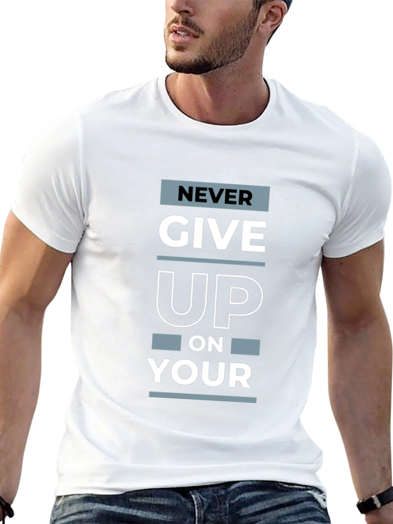 Never Give Up Graphic Print T-Shirt