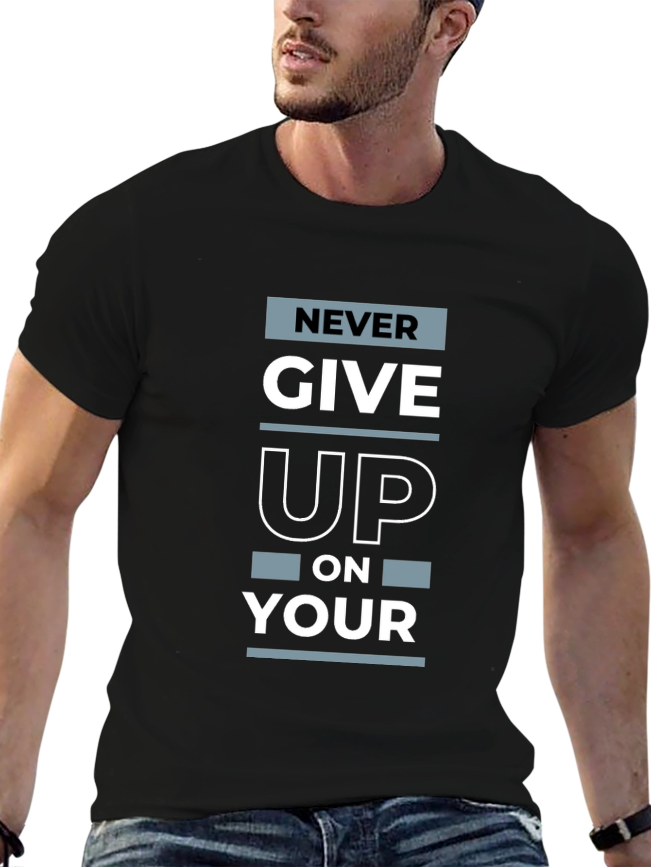 Never Give Up Graphic Print T-Shirt