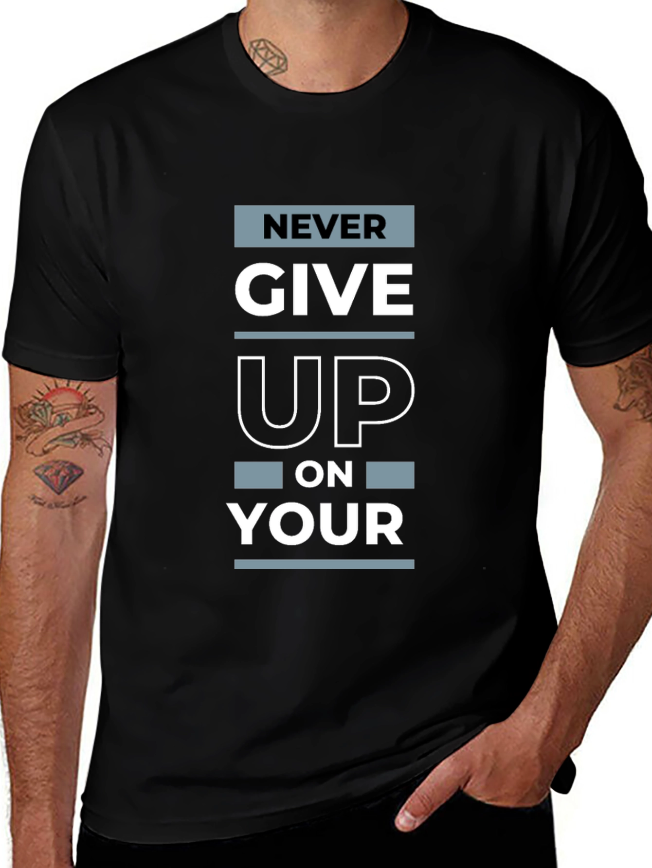 Never Give Up Graphic Print T-Shirt
