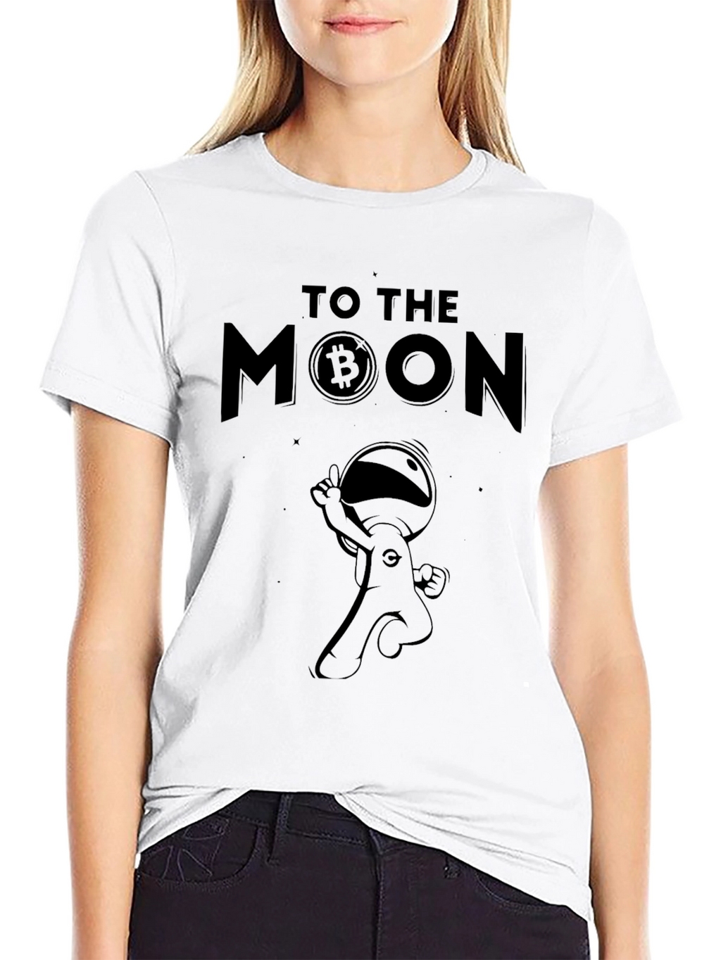 To The Moon Bitcoin Astronaut Black T-Shirt