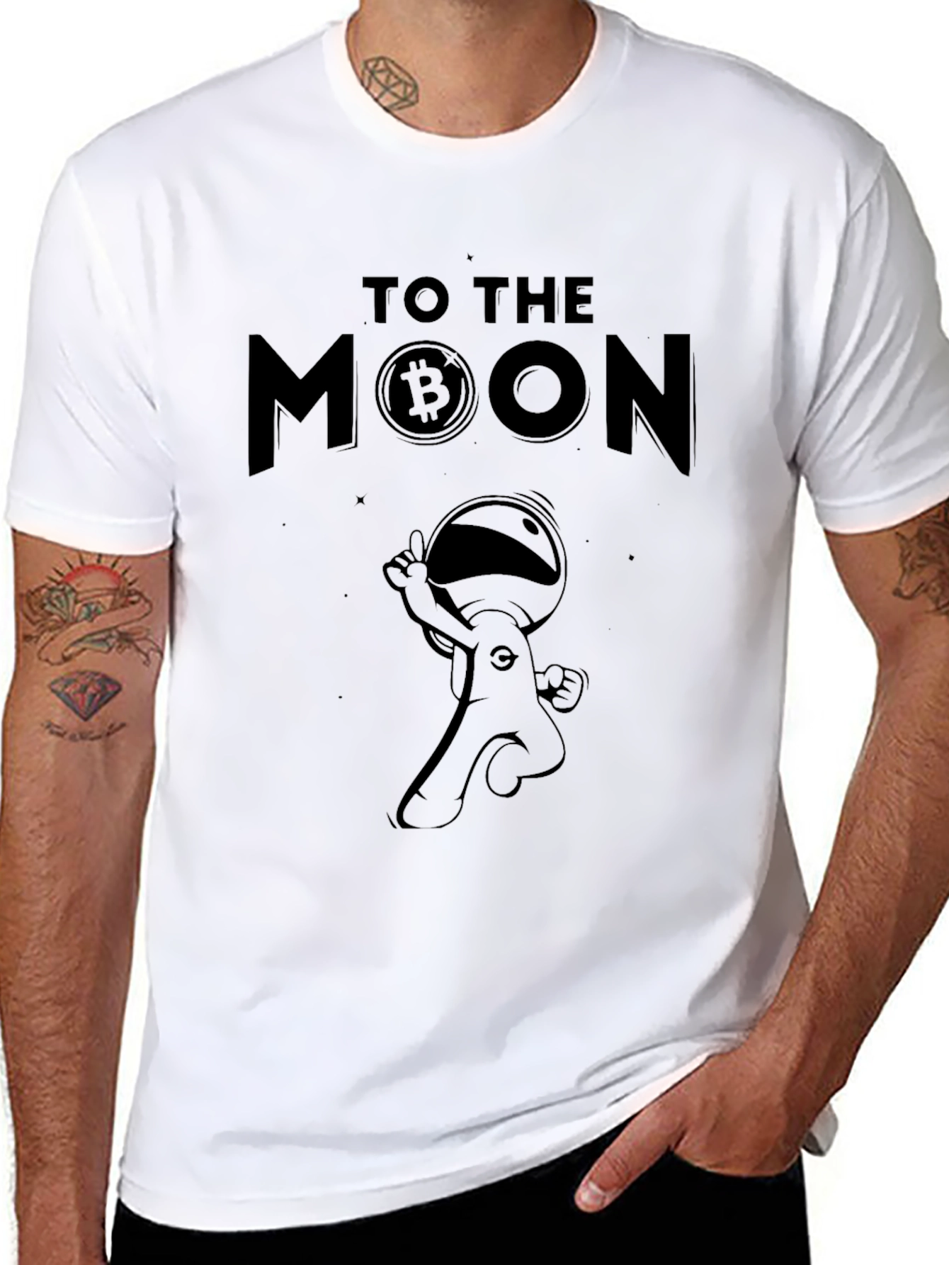 To The Moon Bitcoin Astronaut Black T-Shirt