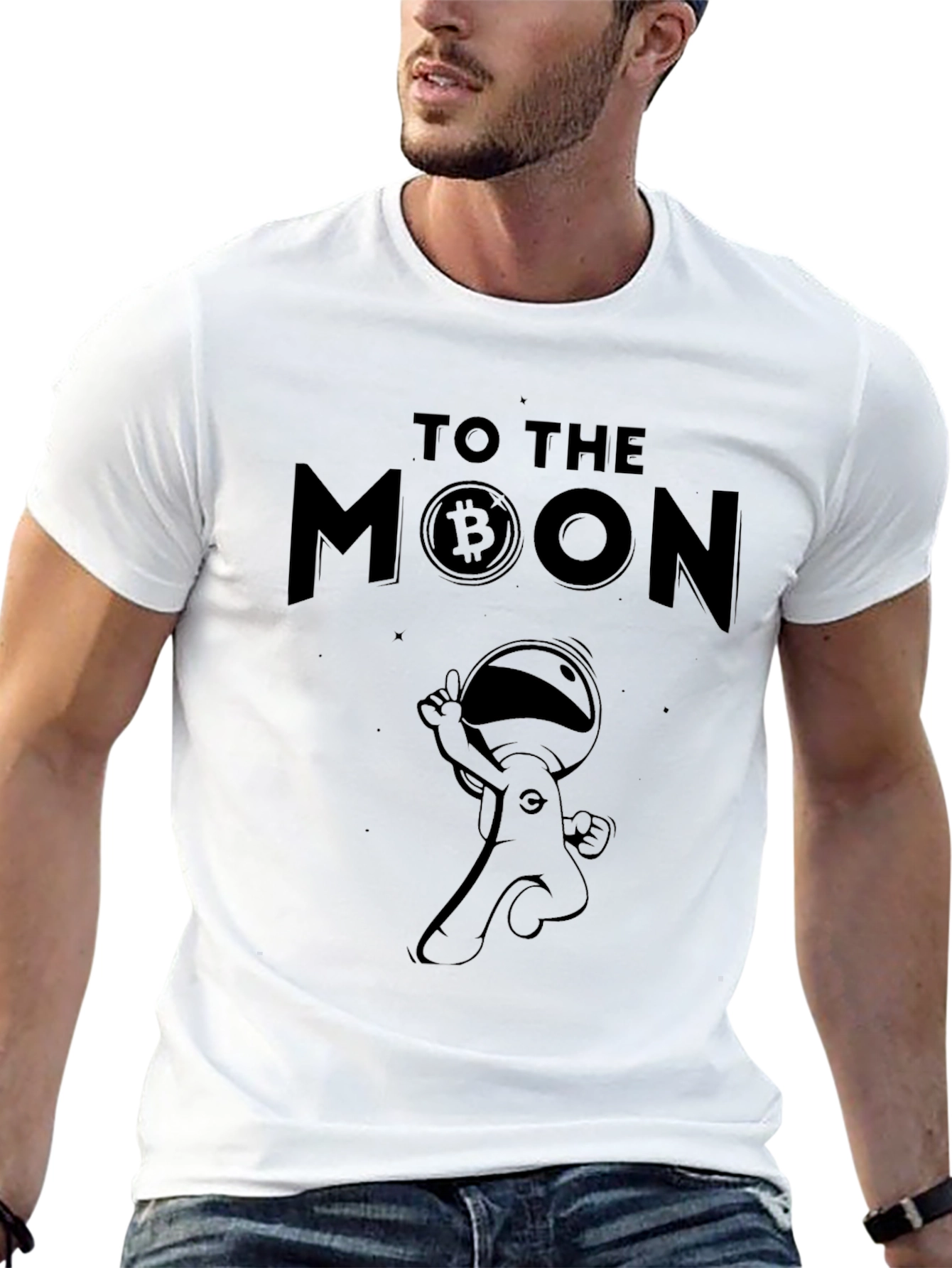 To The Moon Bitcoin Astronaut Black T-Shirt