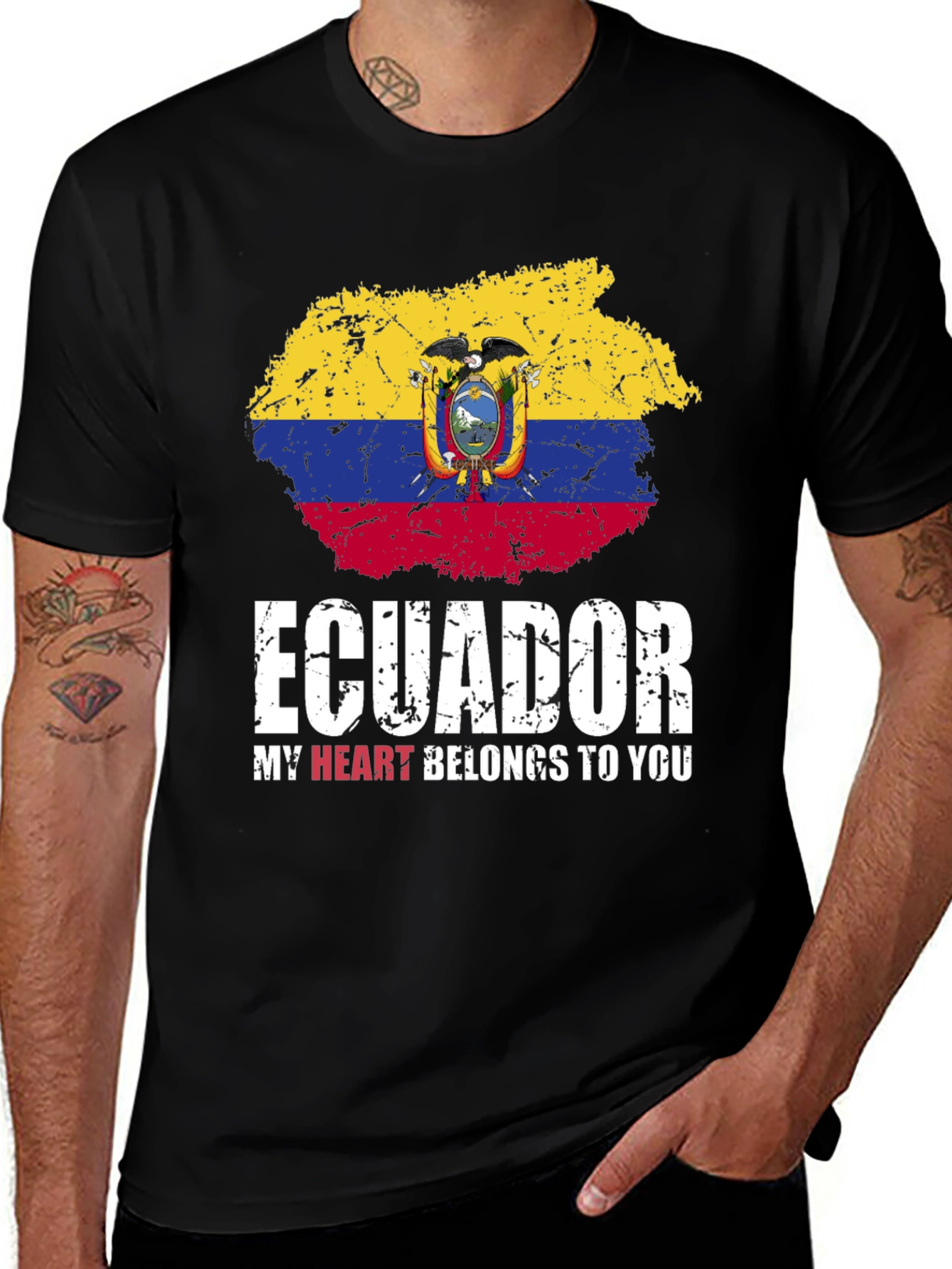 Ecuador Flag T-Shirt - My Heart Belongs To You