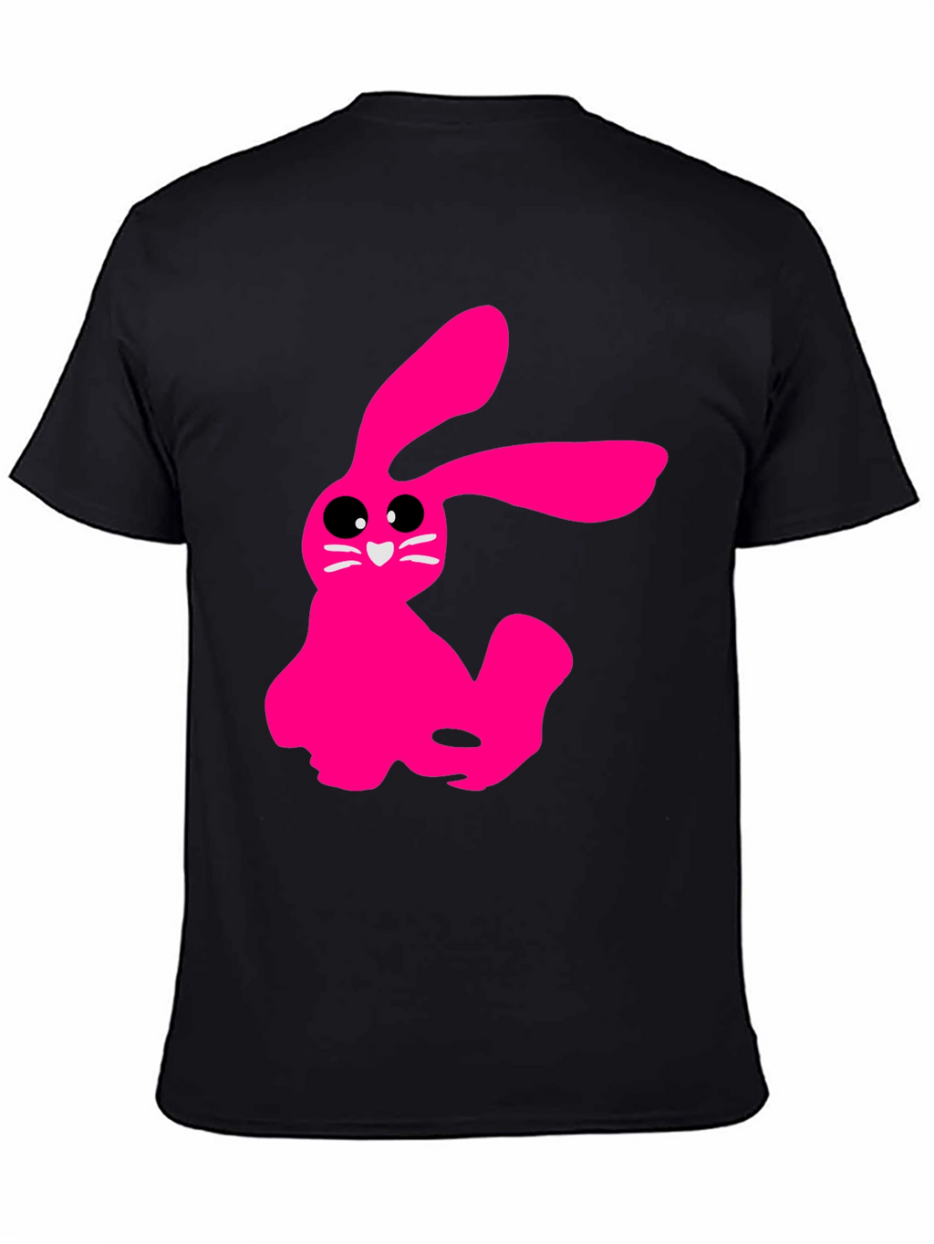 Pink Bunny Graphic Tee - Soft Cotton Black T-Shirt