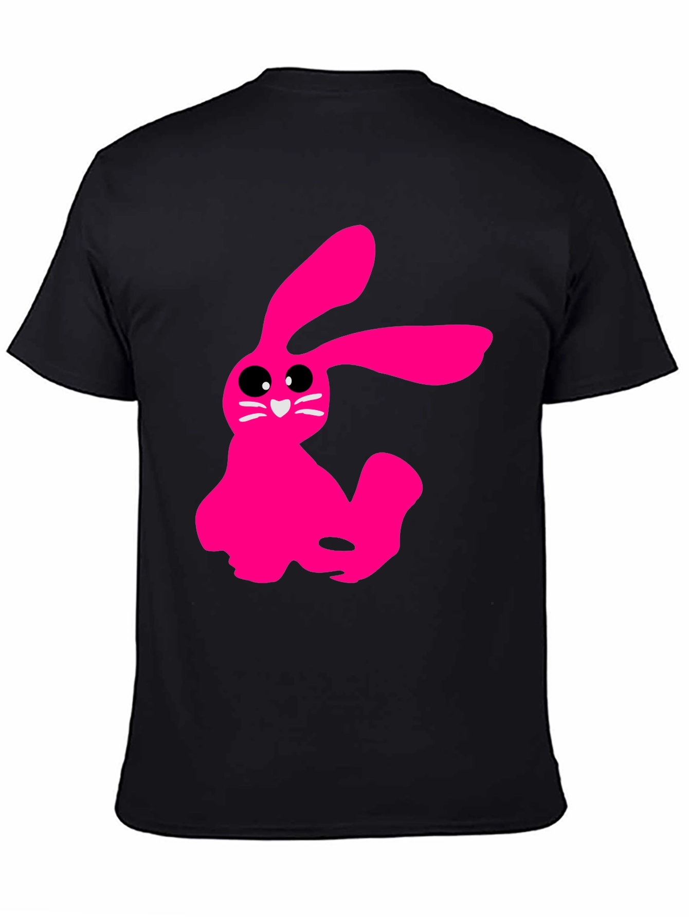 Pink Bunny Graphic Tee - Soft Cotton Black T-Shirt