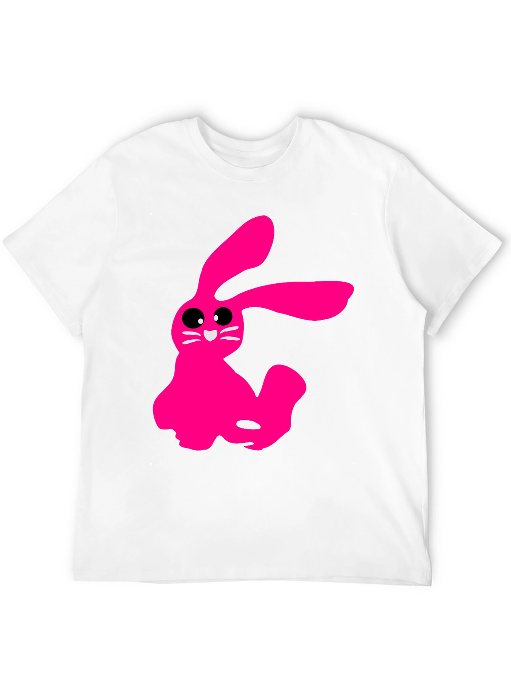 Pink Bunny Graphic Tee - Soft Cotton Black T-Shirt