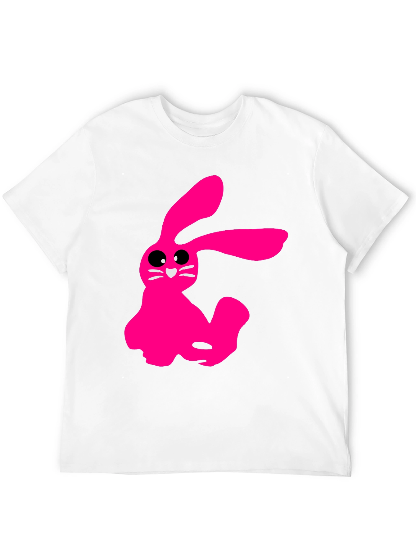 Pink Bunny Graphic Tee - Soft Cotton Black T-Shirt