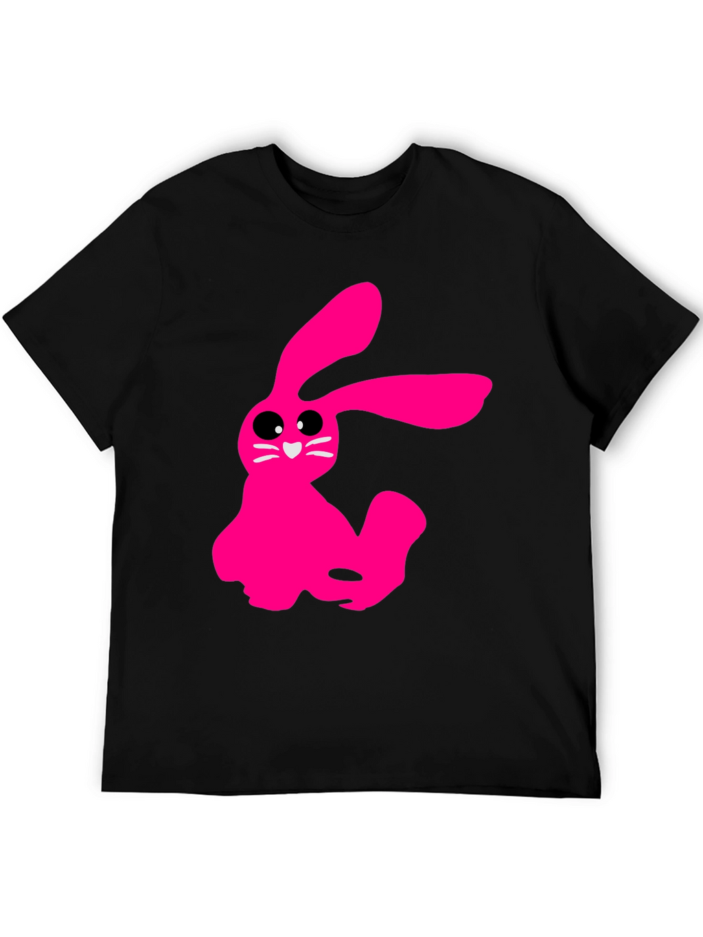 Pink Bunny Graphic Tee - Soft Cotton Black T-Shirt
