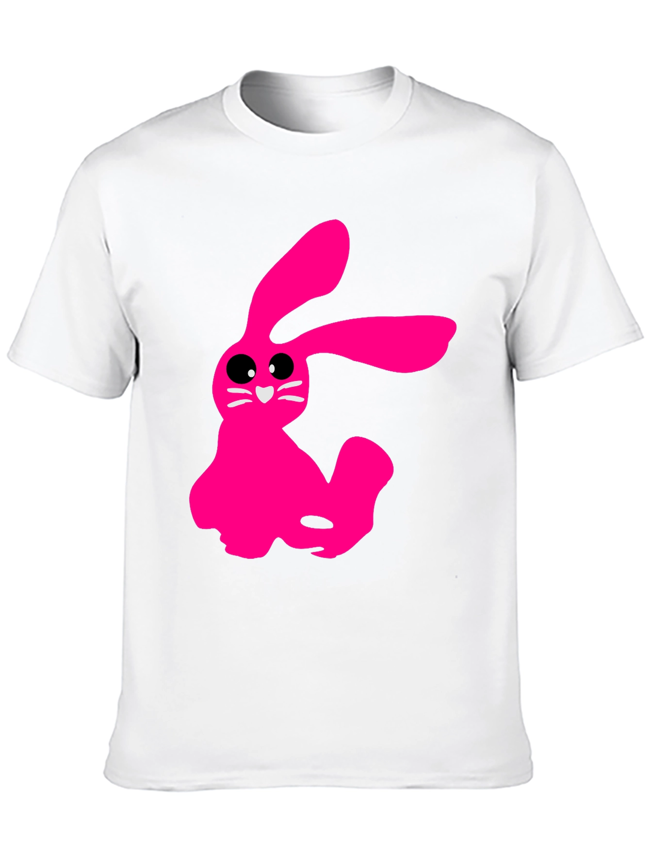 Pink Bunny Graphic Tee - Soft Cotton Black T-Shirt