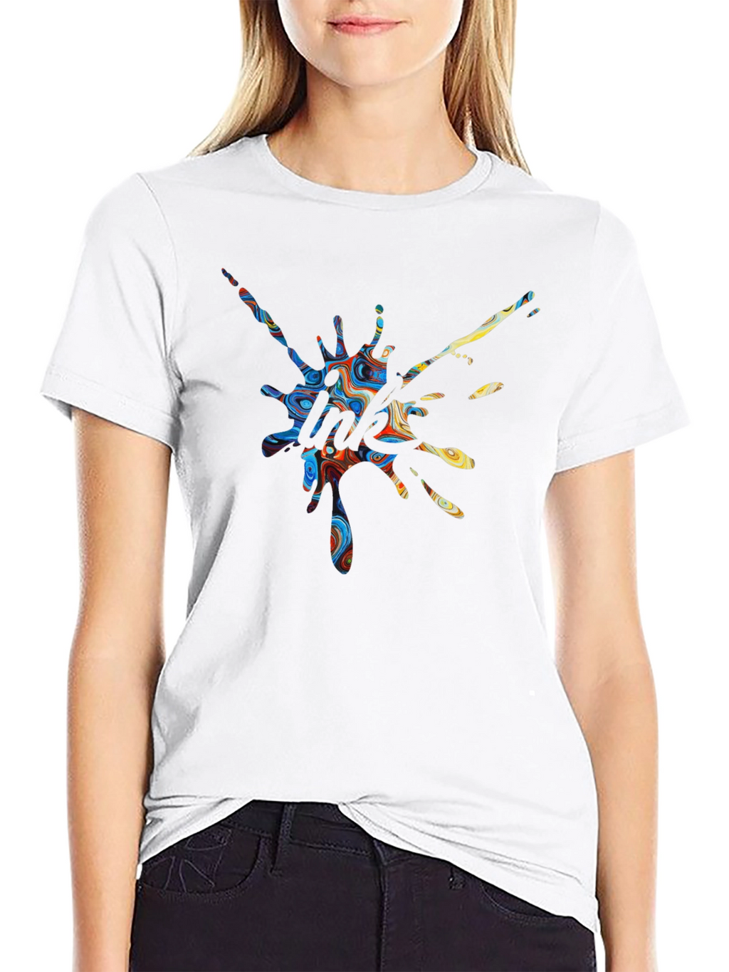 Abstract Splatter Print Crew Neck T-Shirt