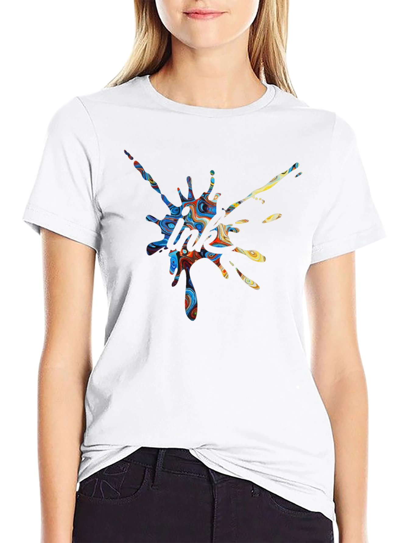 Abstract Splatter Print Crew Neck T-Shirt