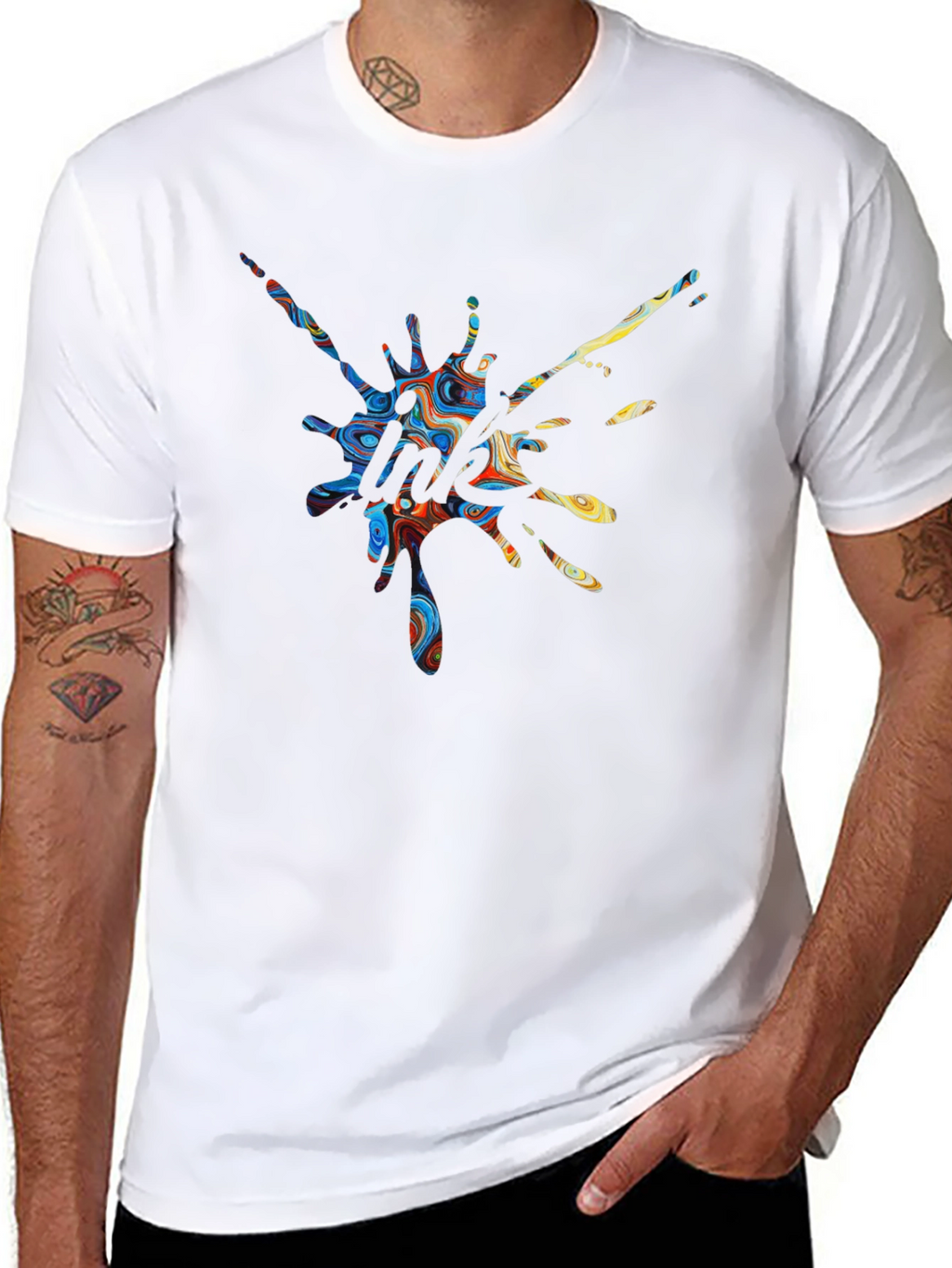 Abstract Splatter Print Crew Neck T-Shirt