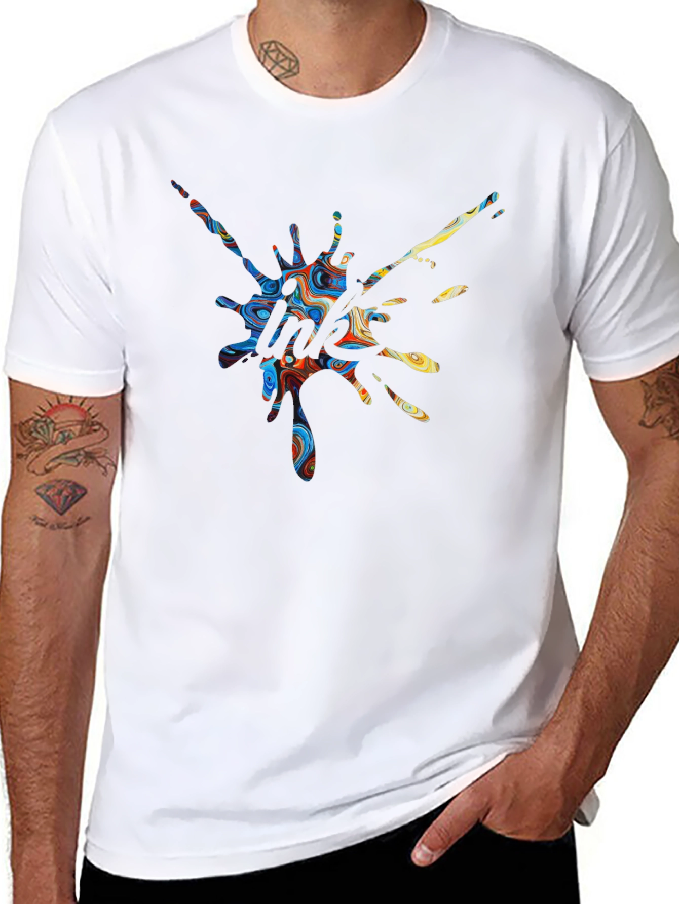 Abstract Splatter Print Crew Neck T-Shirt