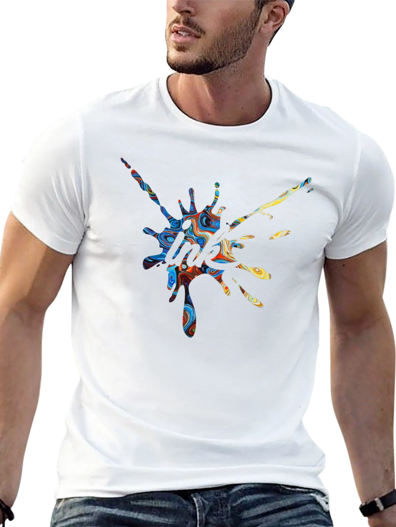 Abstract Splatter Print Crew Neck T-Shirt