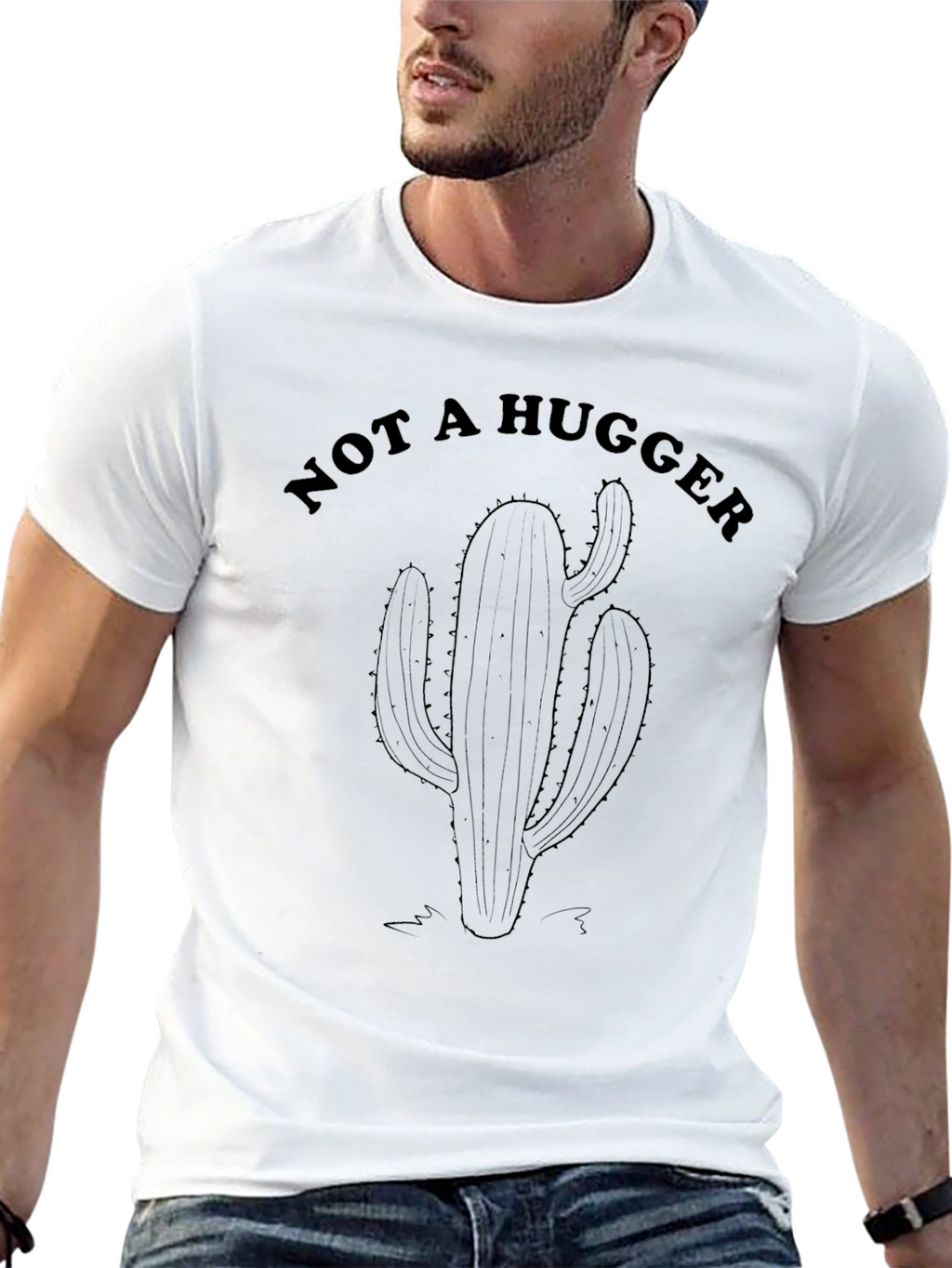 Not a Hugger Cactus Graphic Tee - Black