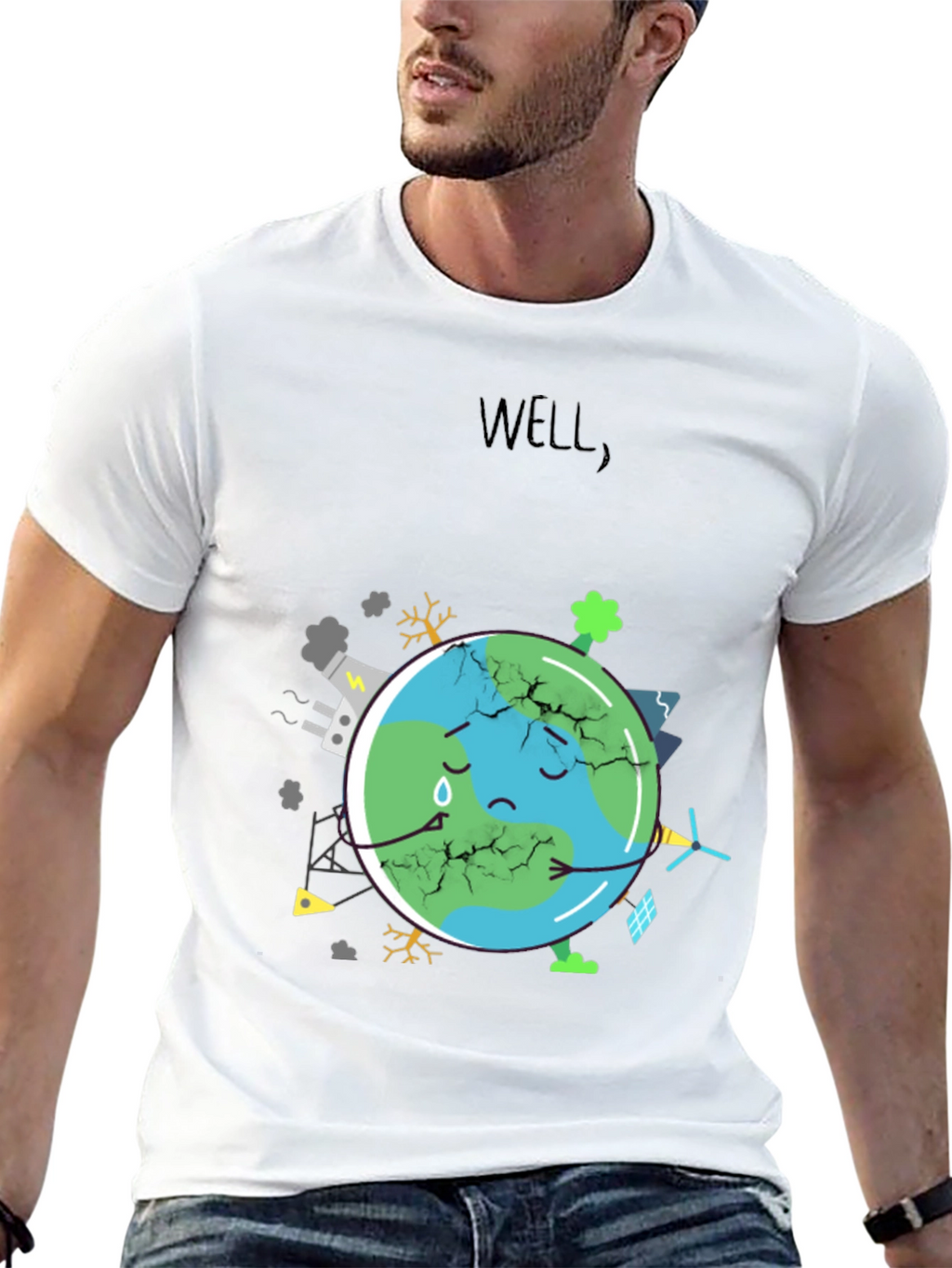 Distressed Earth Graphic Tee - Save the Planet!