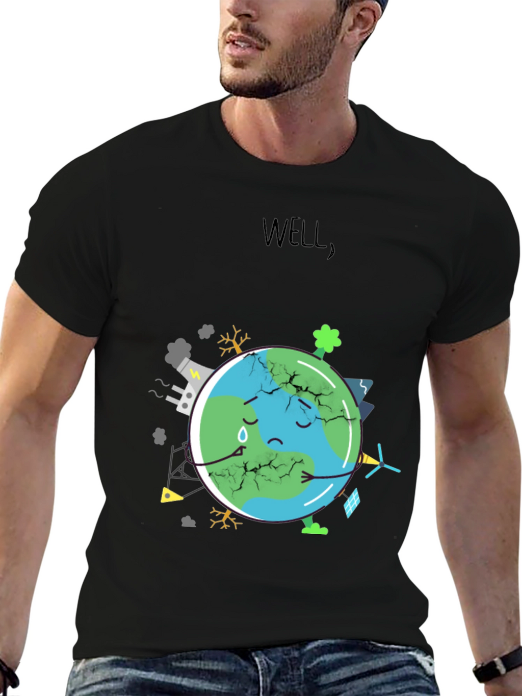Distressed Earth Graphic Tee - Save the Planet!