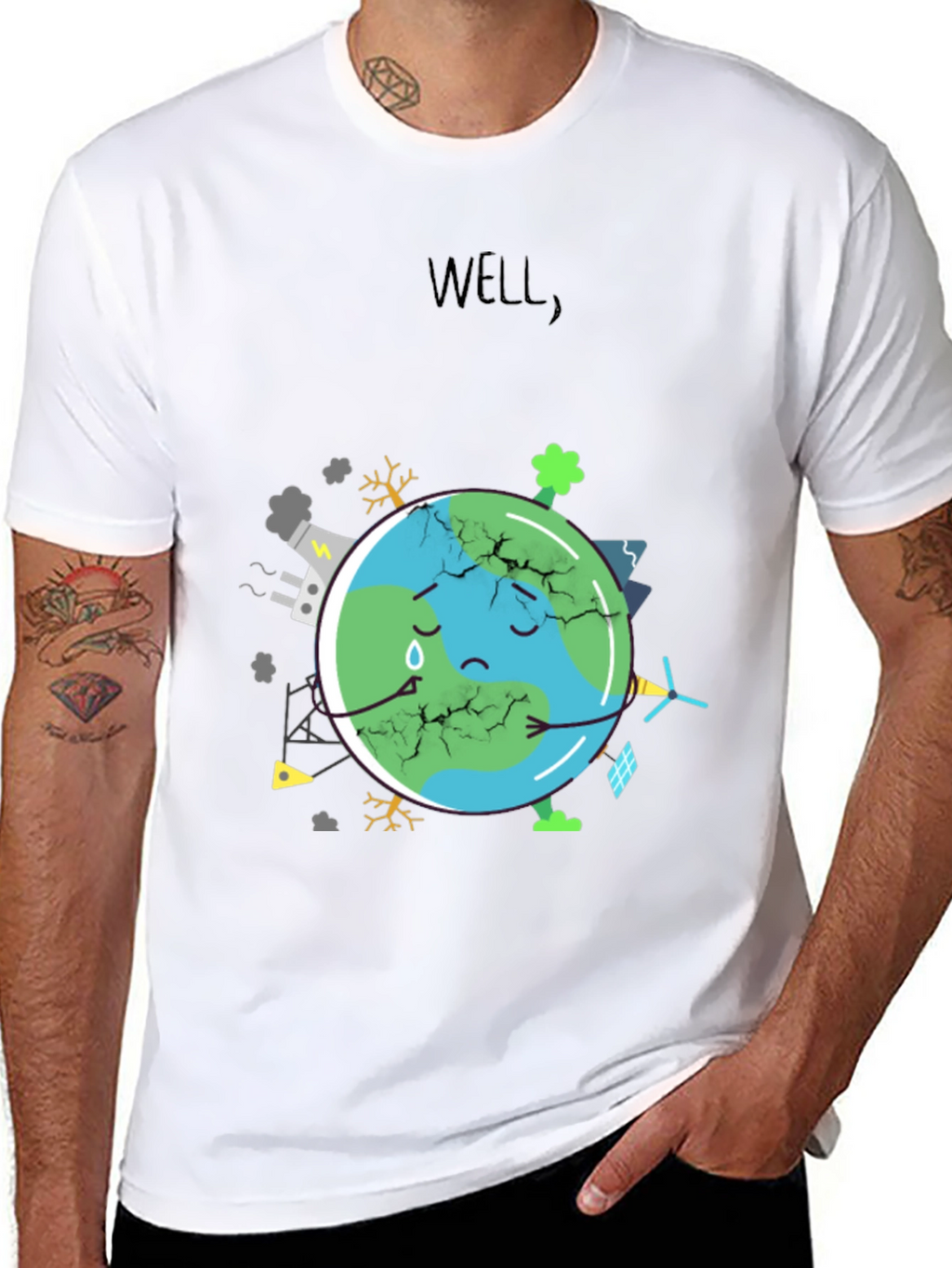 Distressed Earth Graphic Tee - Save the Planet!
