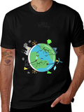 Distressed Earth Graphic Tee - Save the Planet!