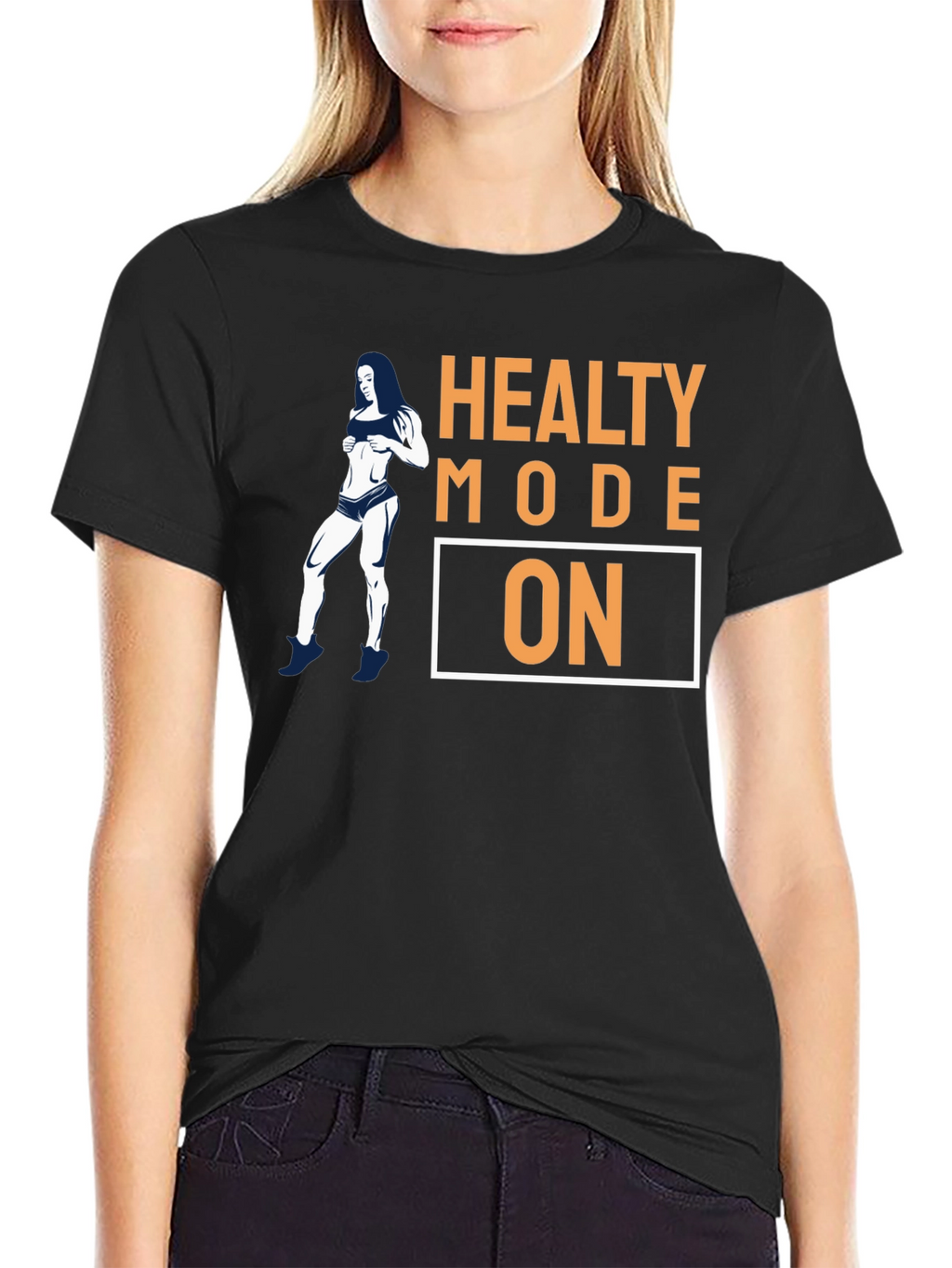 Healthy Mode On Black Graphic T-Shirt