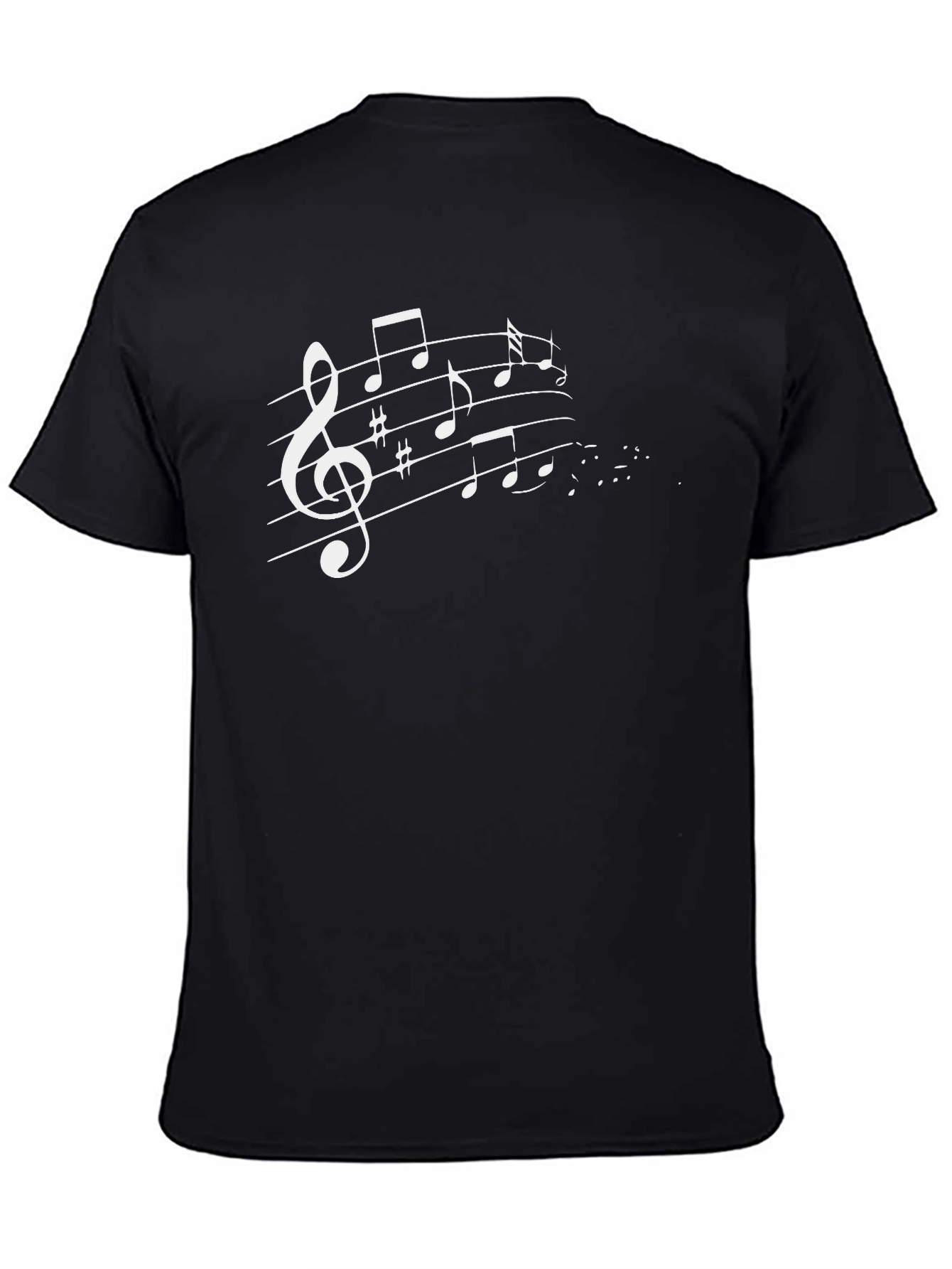 Music Notes Graphic Tee - Black Cotton T-Shirt