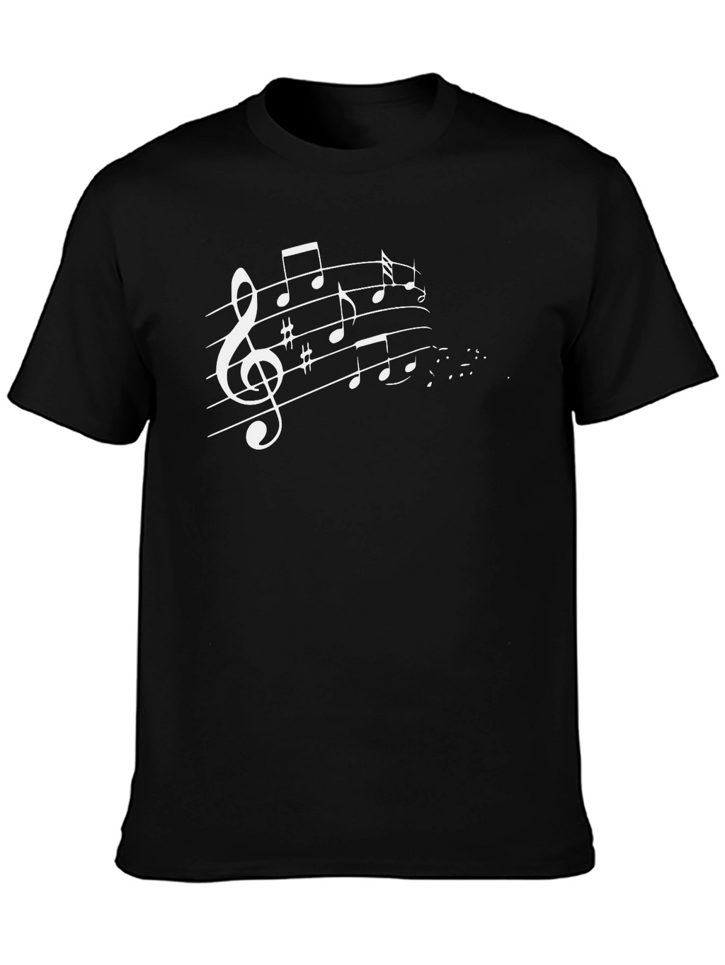 Music Notes Graphic Tee - Black Cotton T-Shirt