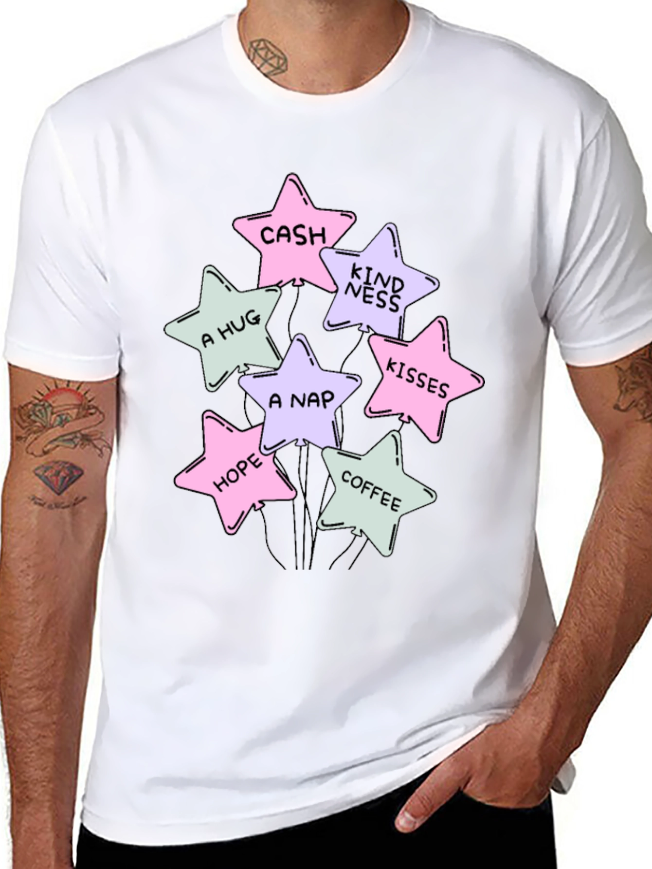Stars Cash Hugs Nap Hope Coffee Kisses T-Shirt