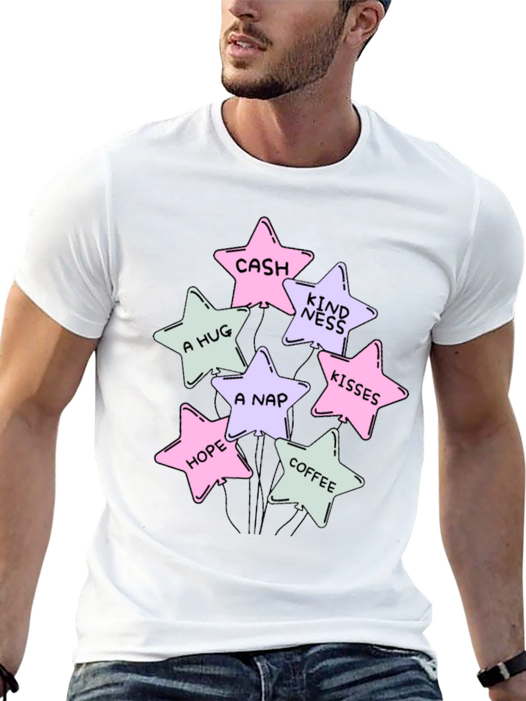 Stars Cash Hugs Nap Hope Coffee Kisses T-Shirt