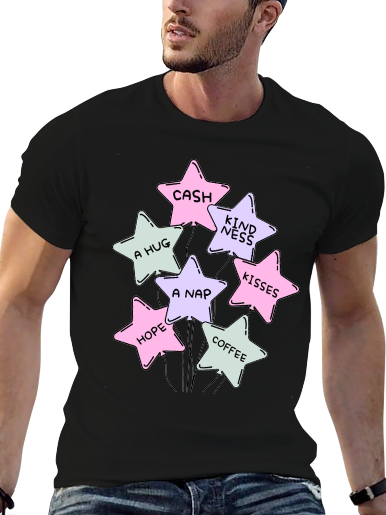 Stars Cash Hugs Nap Hope Coffee Kisses T-Shirt