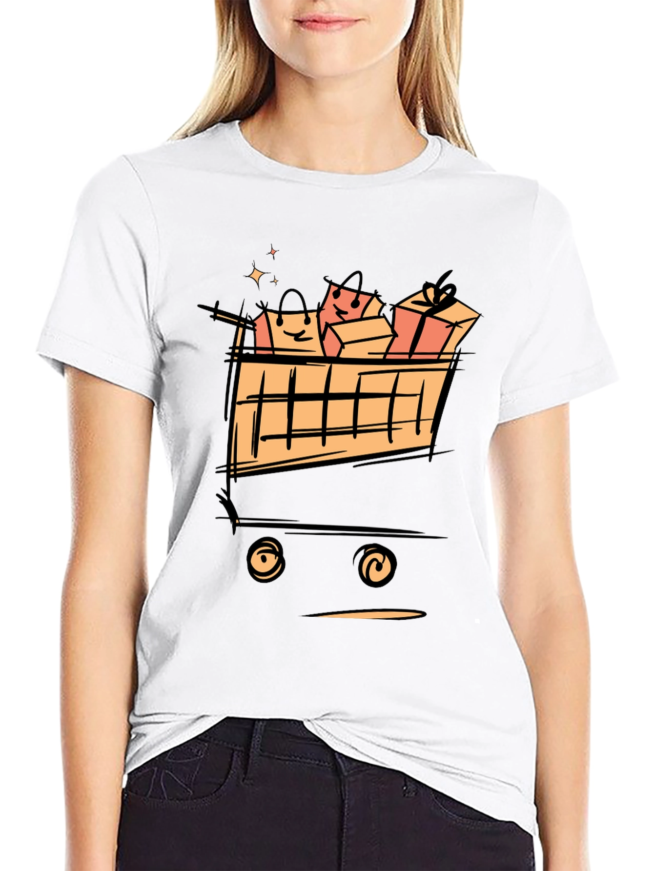 Shopping Cart T-Shirt - Black Cotton Graphic Tee