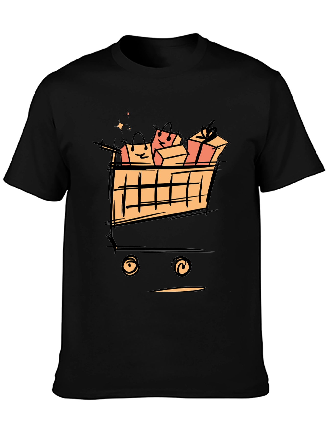 Shopping Cart T-Shirt - Black Cotton Graphic Tee