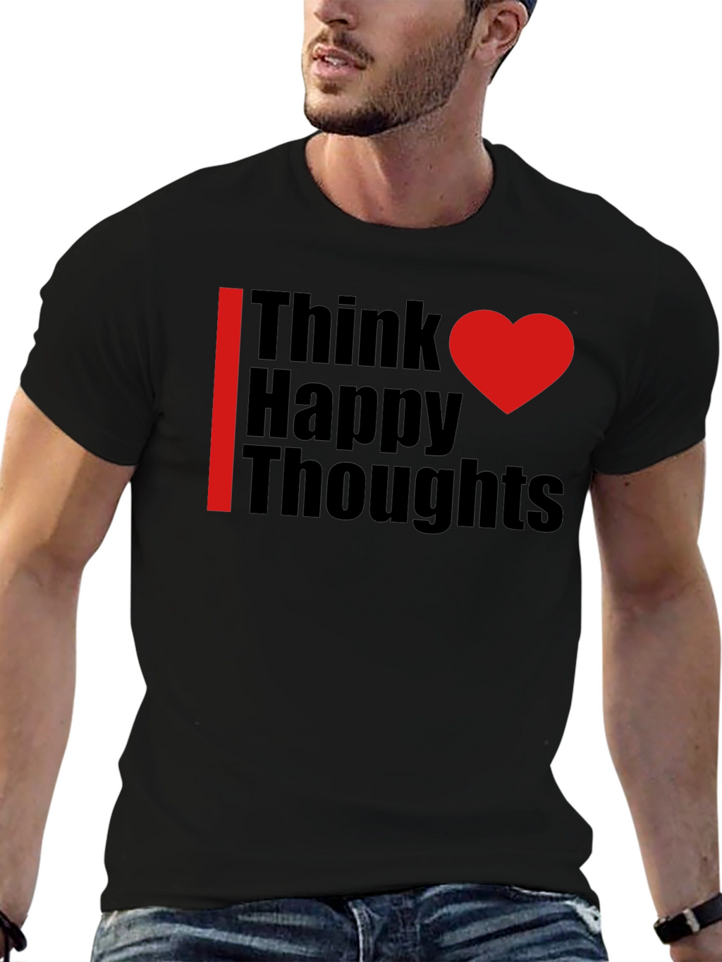 Think Happy Thoughts Black Graphic Tee