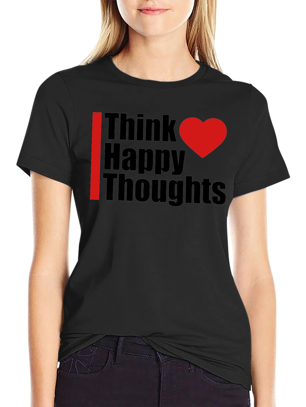 Think Happy Thoughts Black Graphic Tee